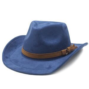 8629 Unisex Western Suede Cowboy Cowgirl Hat Classic Wide Brim Fedora Hat